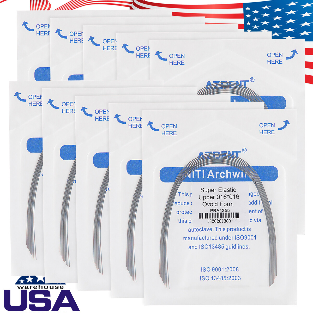 AZDENT Dental Orthodontic Super Elastic Niti Rectangular Arch Wires Ovoid Form