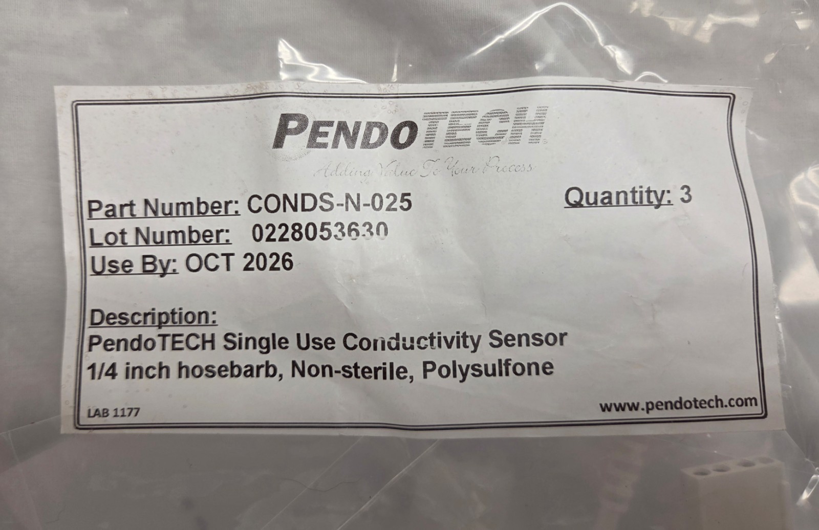 PendoTECH Single Use Conductivity Sensor CONDS-N-025