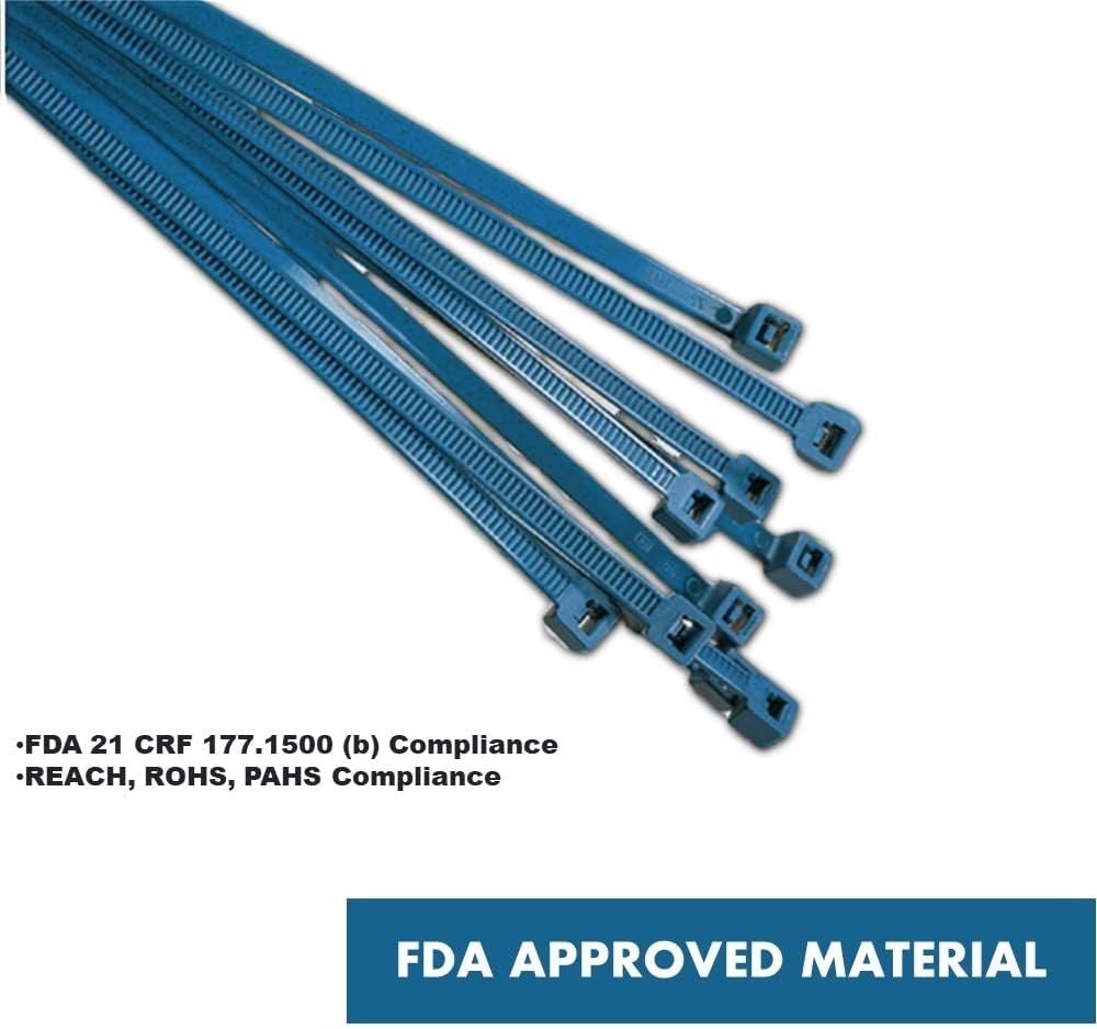 Metal Detectable Blue Zip Ties 100 Pcs 8 Inch, 50 Lbs Tensile Strength, Iron …