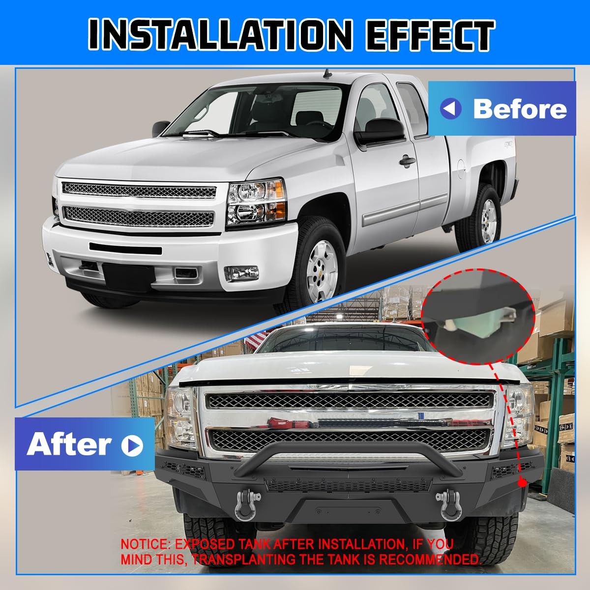 Modular Front Bumper 2007-2013 Silverado 1500 w/Winch Bull Bar D-Rings Paintable