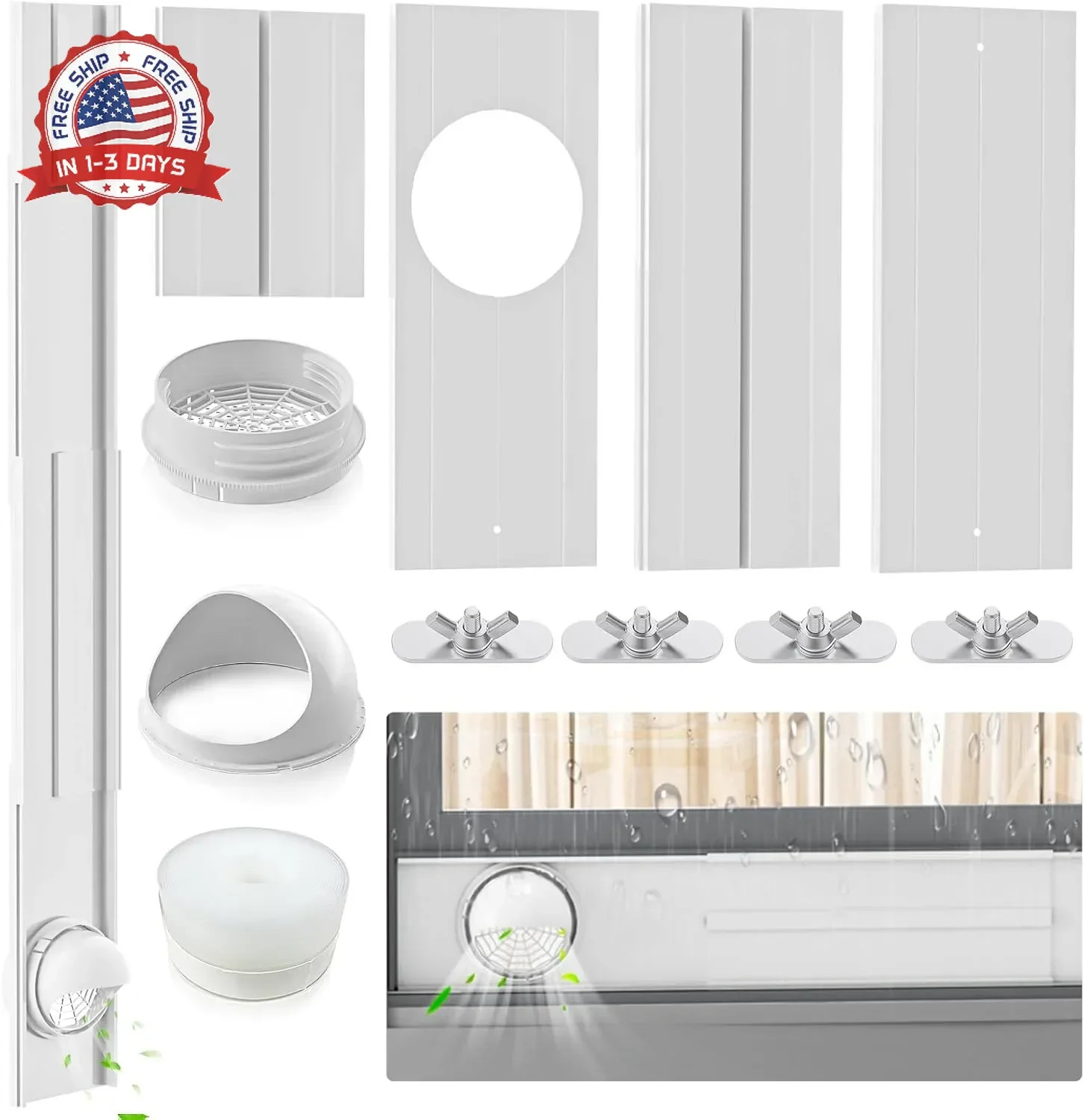 Insputer Portable ac Window Vent Kit with Universal Coupler, New Adjustable Air