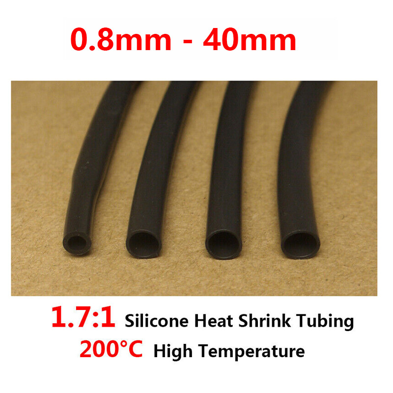 1.7:1 Flexible Silicone Heat Shrink Shrinkable Tube Tubing One Meter Dia 0.8-40