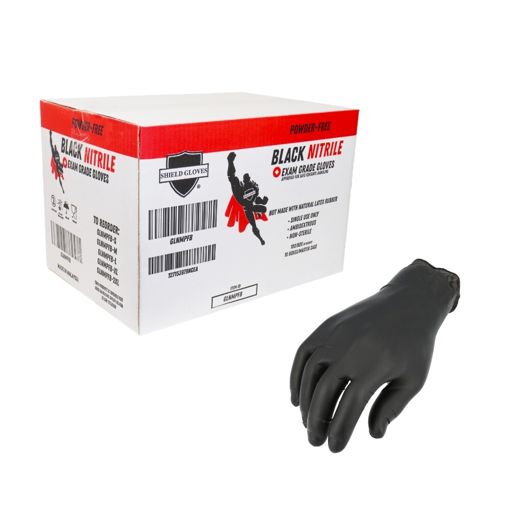 [1000 Pack] Black Nitrile Gloves, Powder-Free, 6 Mil, Non-Vinyl Size – Large