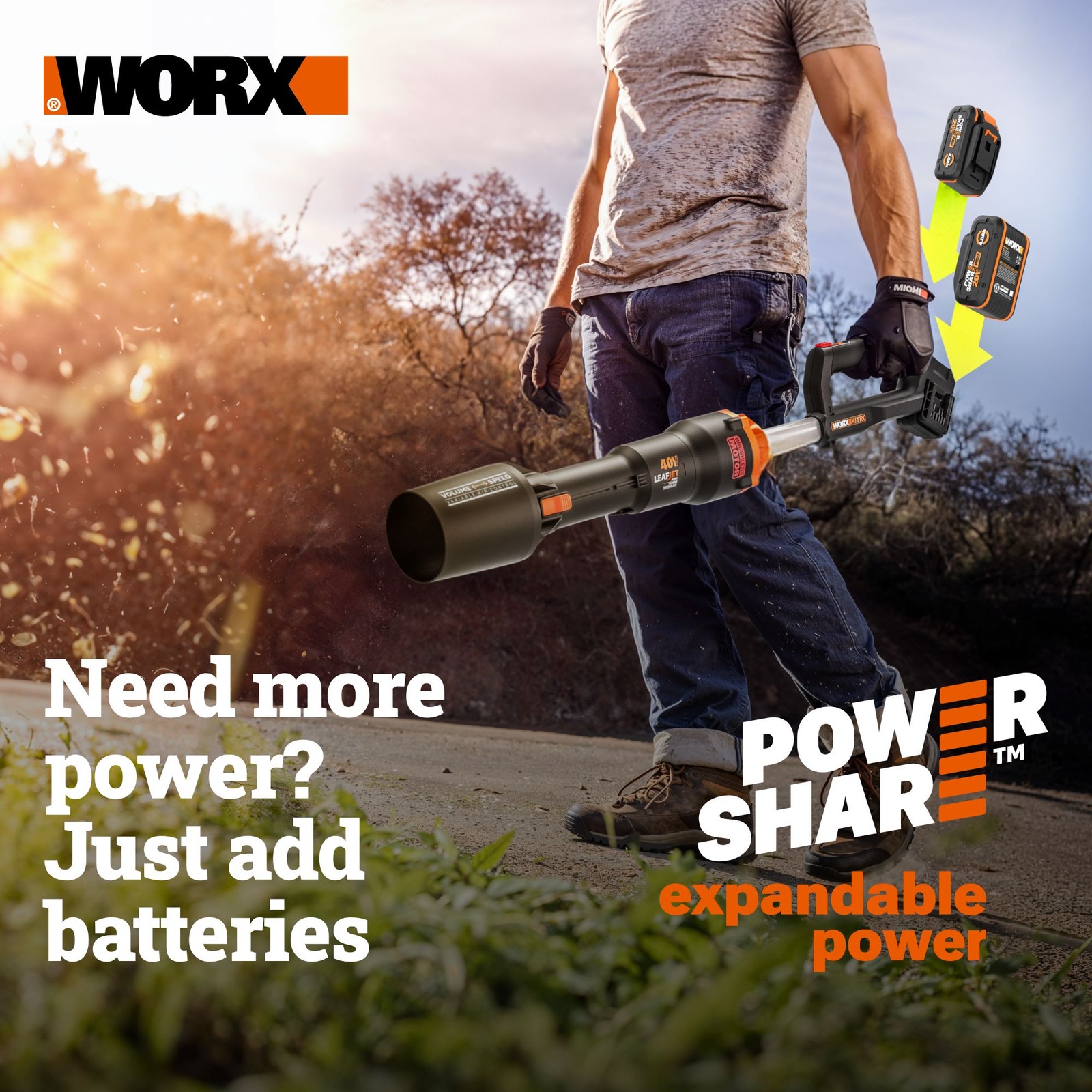 Worx 20V Power Share PRO 4.0AH High Capacity Battery-2 pcs (WA3012-SU)