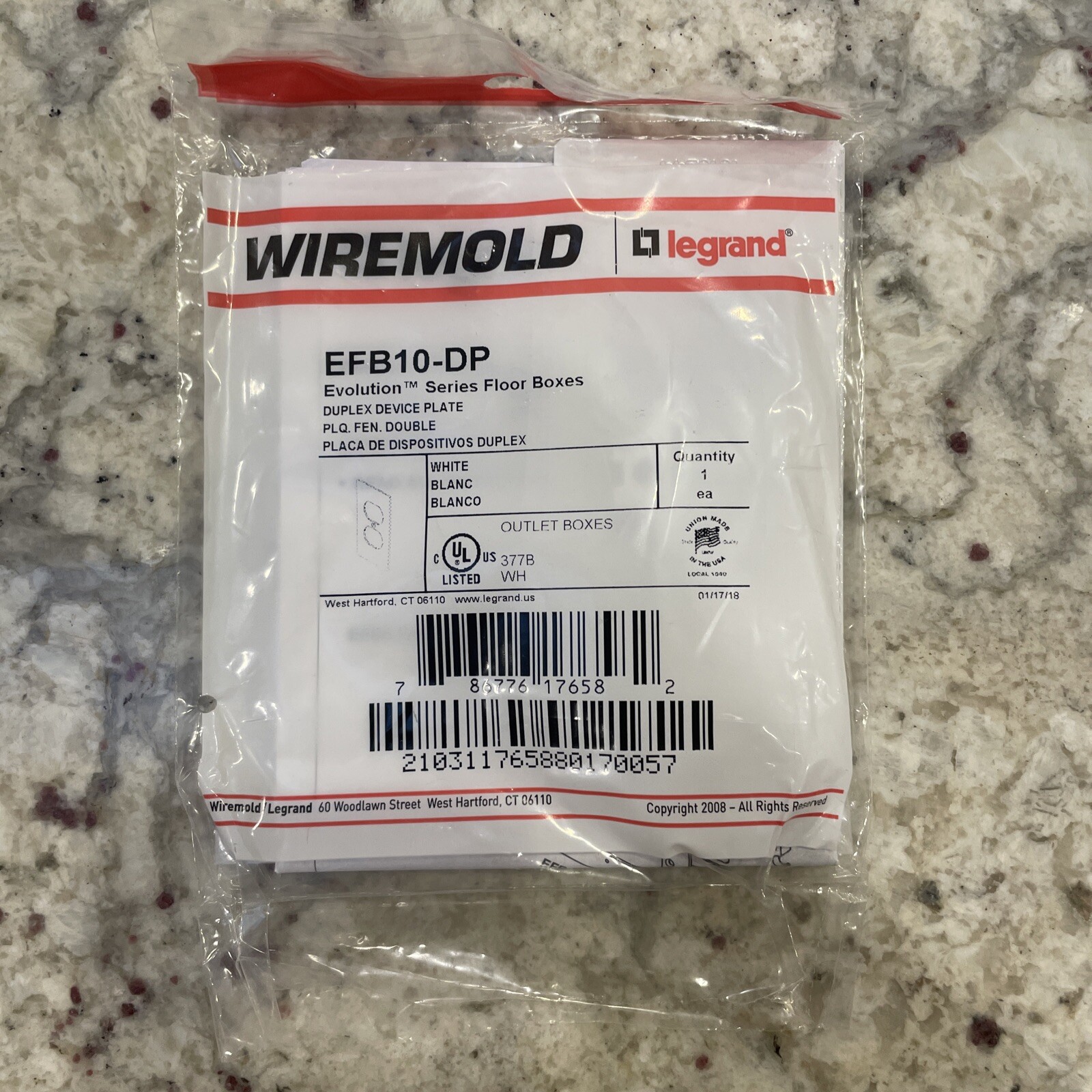 WIREMOLD EFB10-DP 2.3X4.652 DEVICE PLATE WHITE