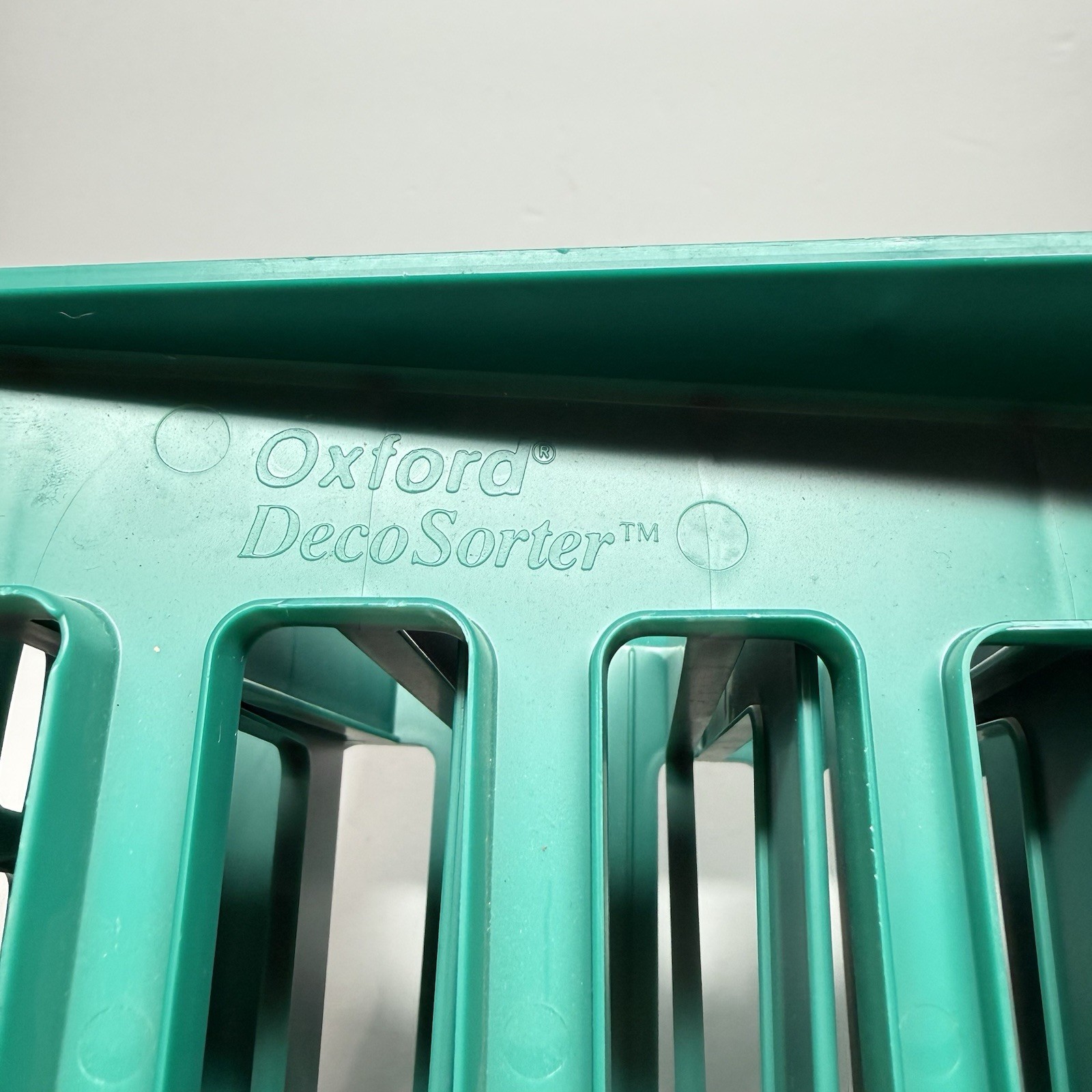 Vintage 80s-90s Oxford DecoSorter Green Plastic 6 Slot Desk File Sorter Set of 2