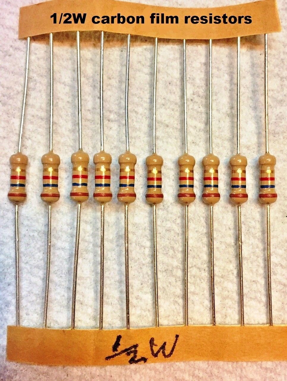 10 pcs – carbon film 1/2 watt 5% resistors Many Values – You choose !!