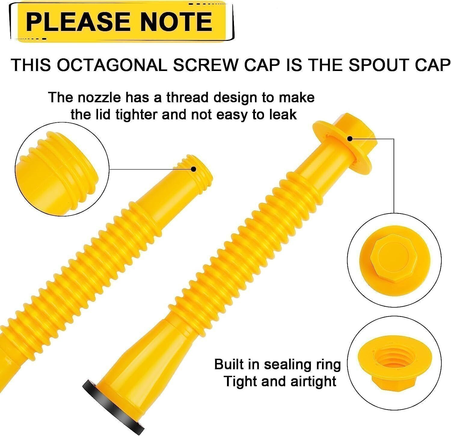 Replacement Gas Can Spout Nozzle Vent Kit For 1/2/5/10 Gal Old Style Cap 3 Pack
