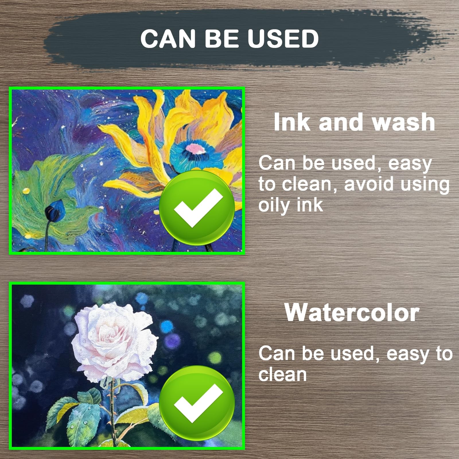 5×7 Inch Gel Plate Printing Kit Rubber Roller Watercolor Stencils Paper