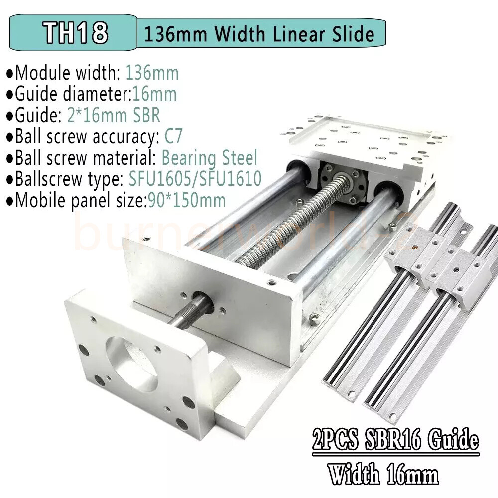 100-1000mm Linear Rail Sliding Table Cross Slide Module SBR Guide Rail SFU1605