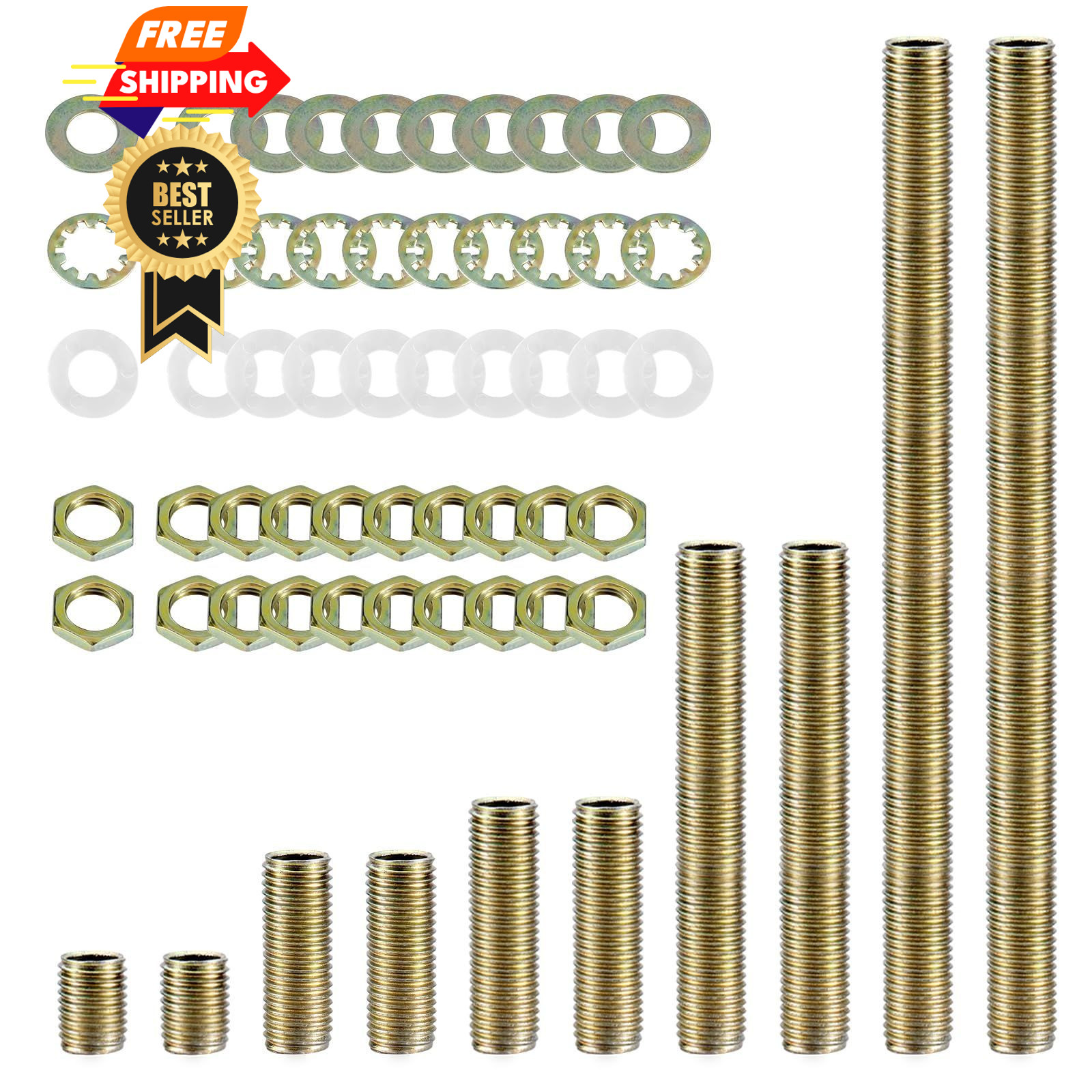 Antique Brass Lamp Repair Hardware Kit – 5 Sizes, 60 One Size,