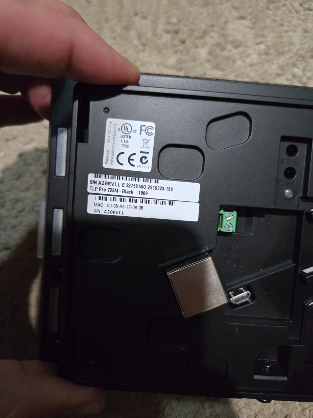Extron TLP Pro 725M Black 7 Inch Touch Screen Panel