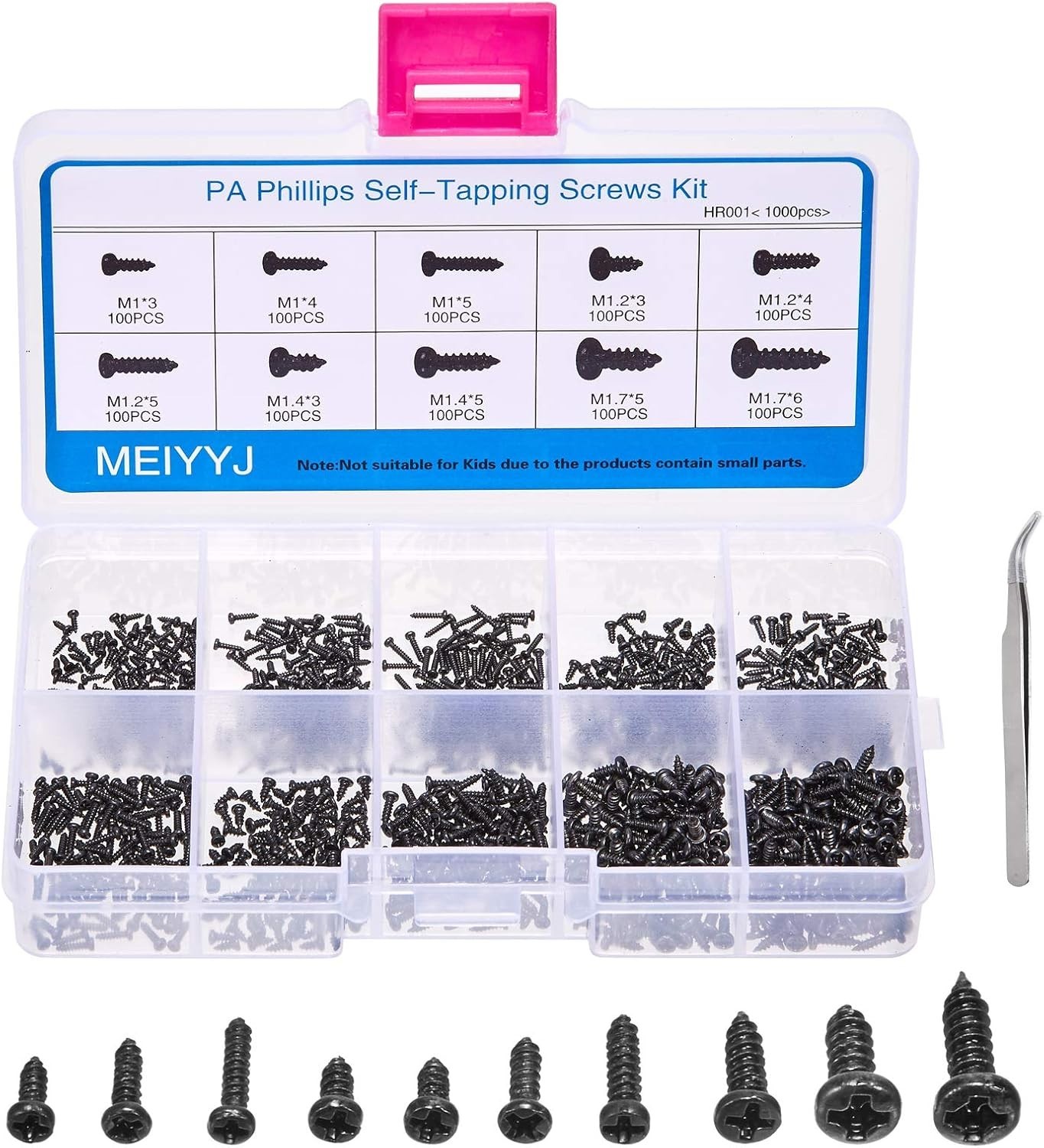 Essential 1000-Piece Phillips Micro Screws Assortment – Perfect for DIY Projects