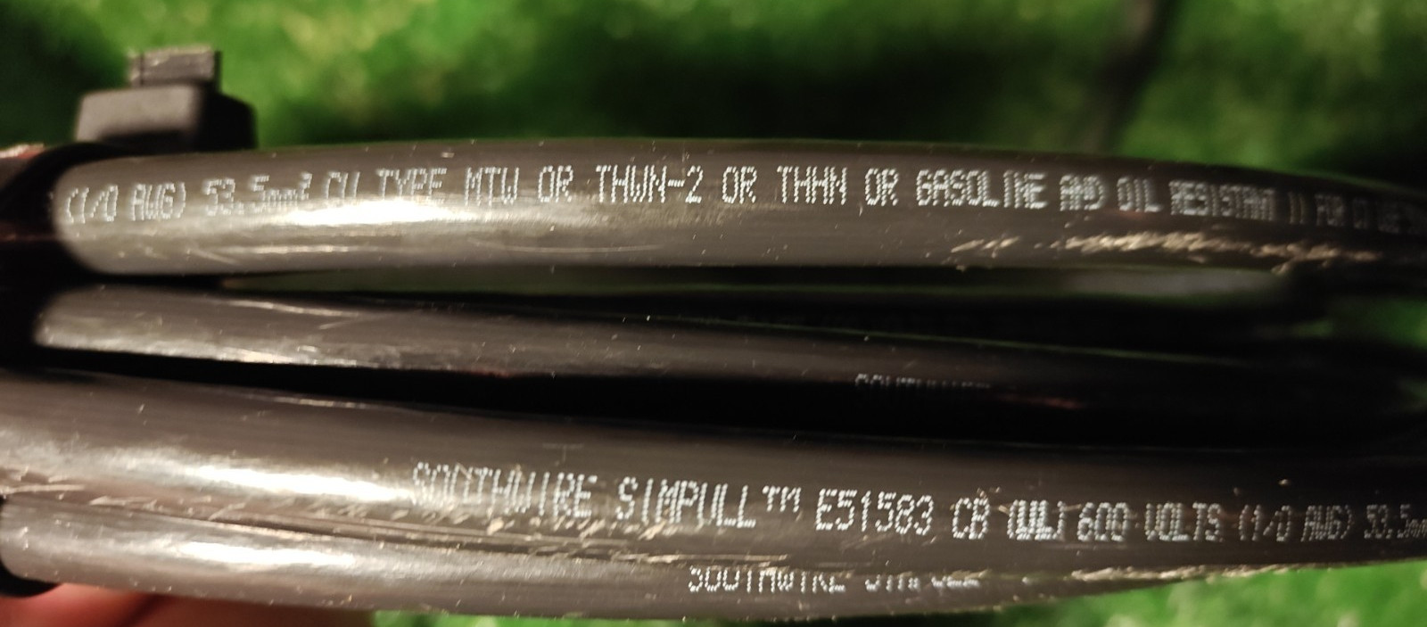 20 ft. 1/0 AWG Black Stranded Copper wire THHN THWN-2 new SIMpull Southwire line