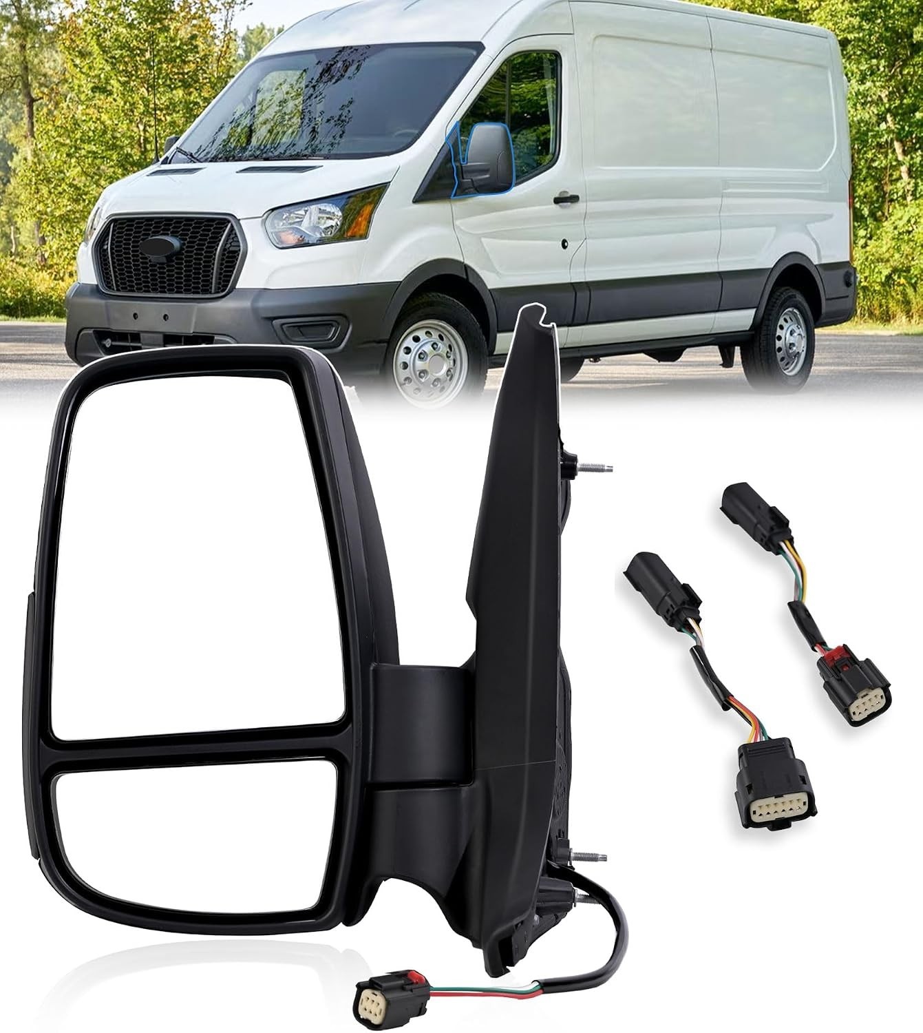 Driver Side Mirror,Mirror Assembly Compatible with 2015-2025 Ford Transit 150 25