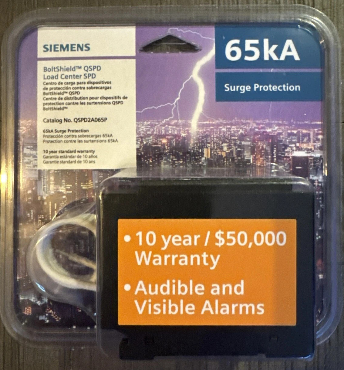 SIEMENS BoltShield 120/240V 65KA AC Home Surge Protection Device QSPD2A065P