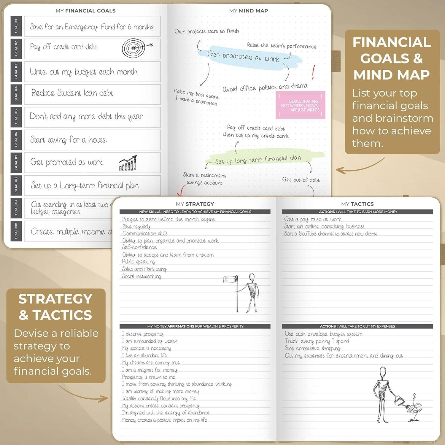 Clever Fox Budget Planner Expense Tracker Notebook in Gold