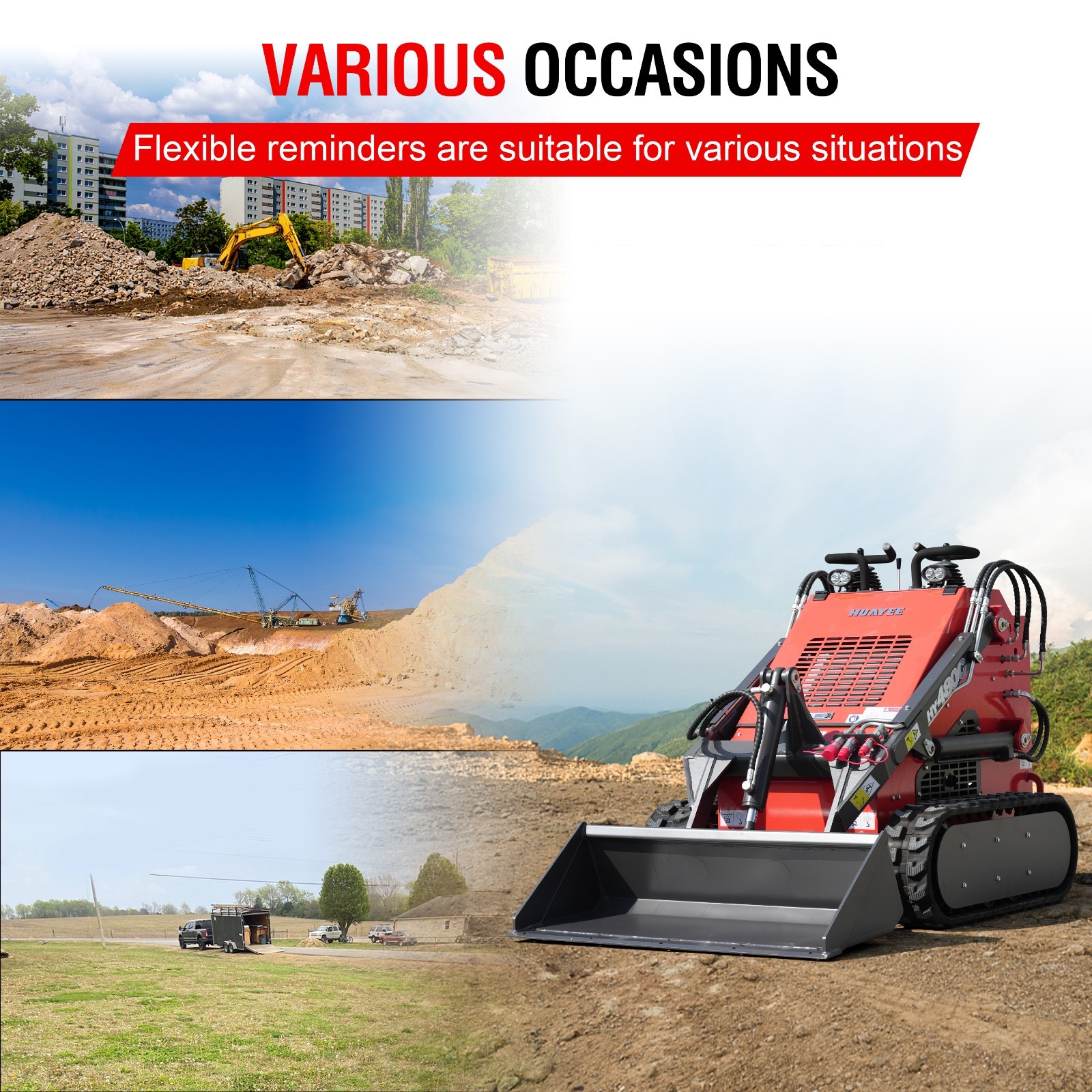 HUAYEE Free Shiping Crawler Mini Skid Steer Loader with EPA 23HP Engine in USA