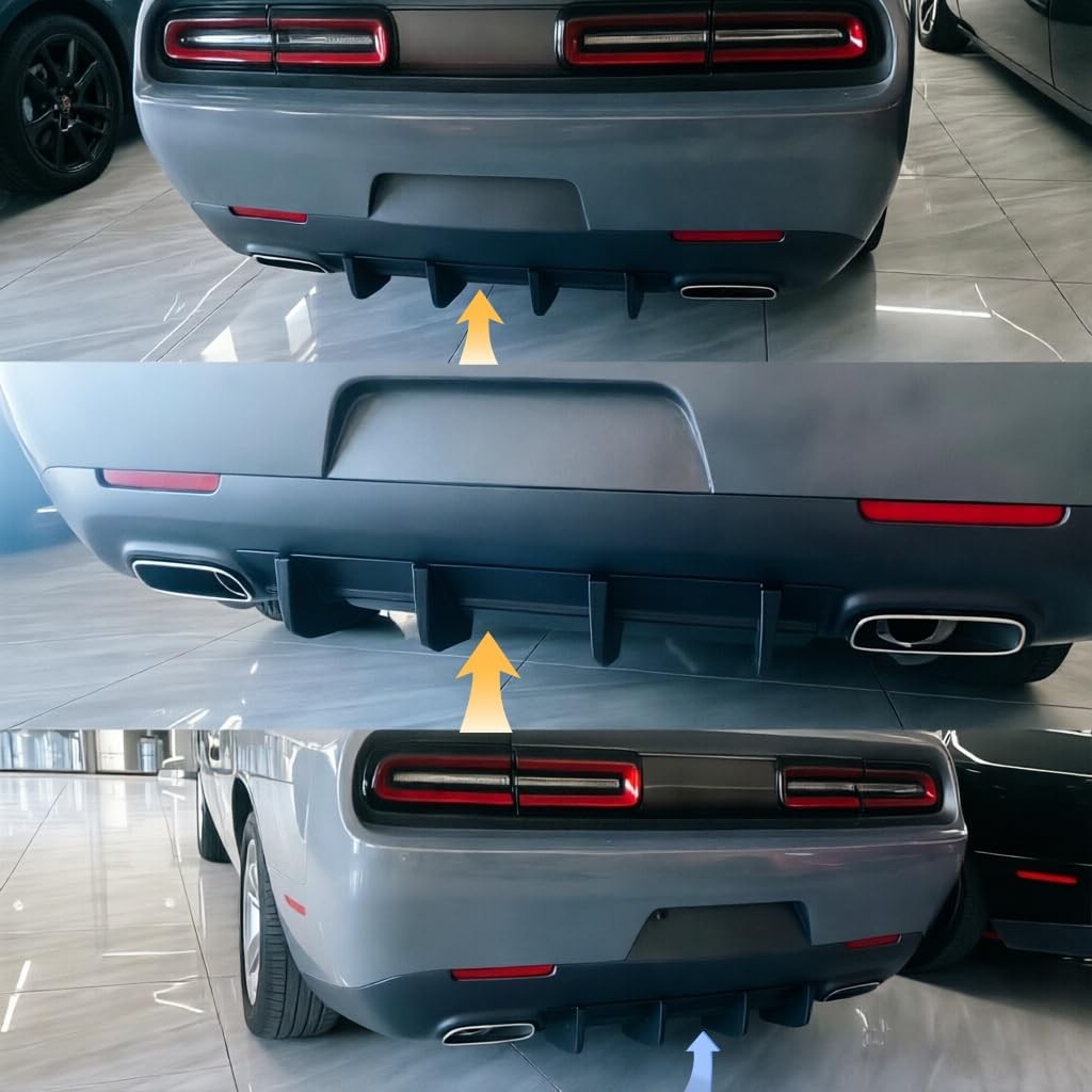 Rear Bumper Diffuser Dodge Challenger SRT SXT 2015-2023 Glossy Black Shark Fins