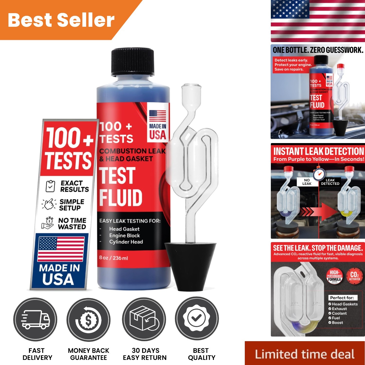Combustion Leak + Head Gasket Kit – Over 100 Tests – Includes 8oz Leak-Detec…