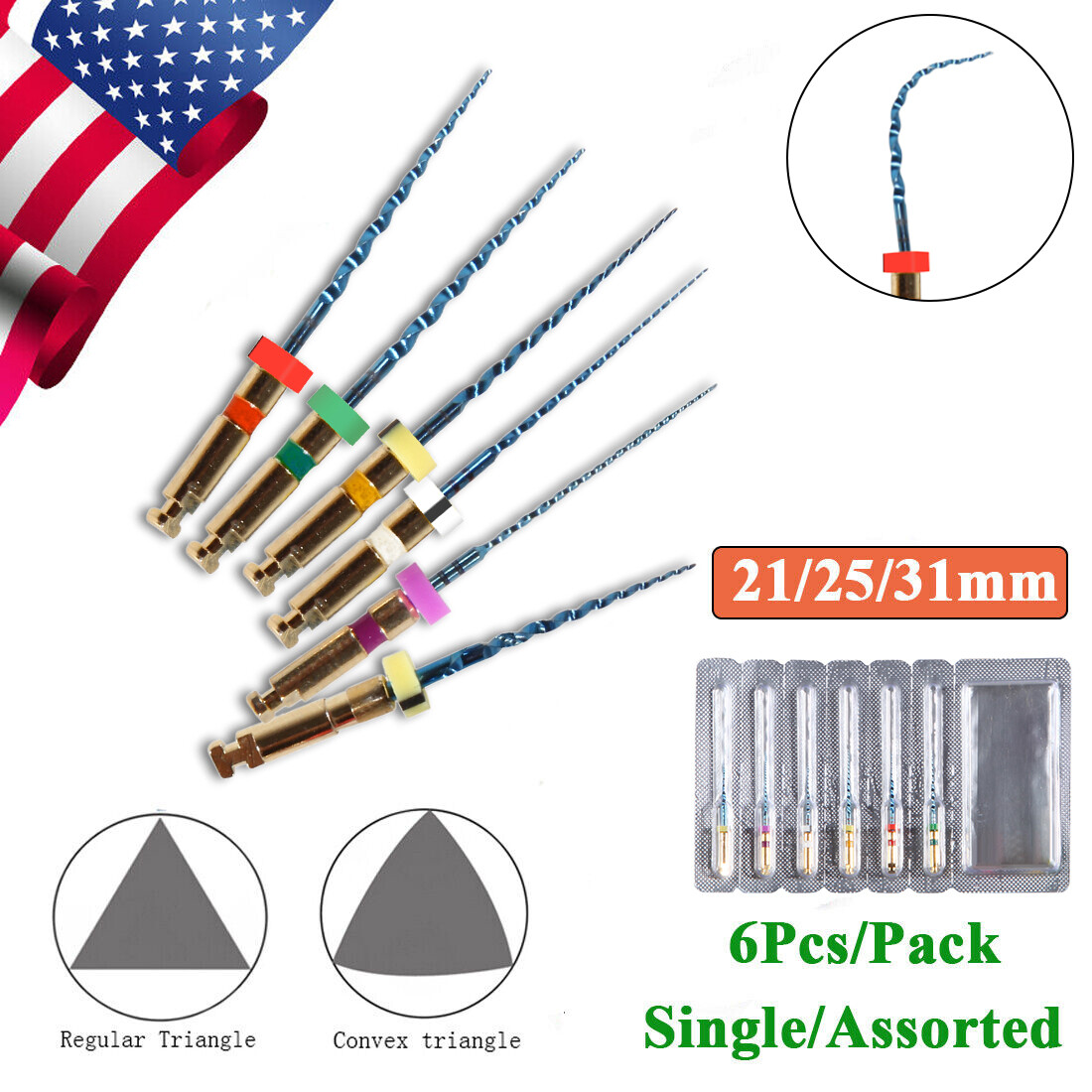 SANDENT Dental Cordless LED 16:1 Endo Motor/ Blue Niti Files Rotary 21/25MM