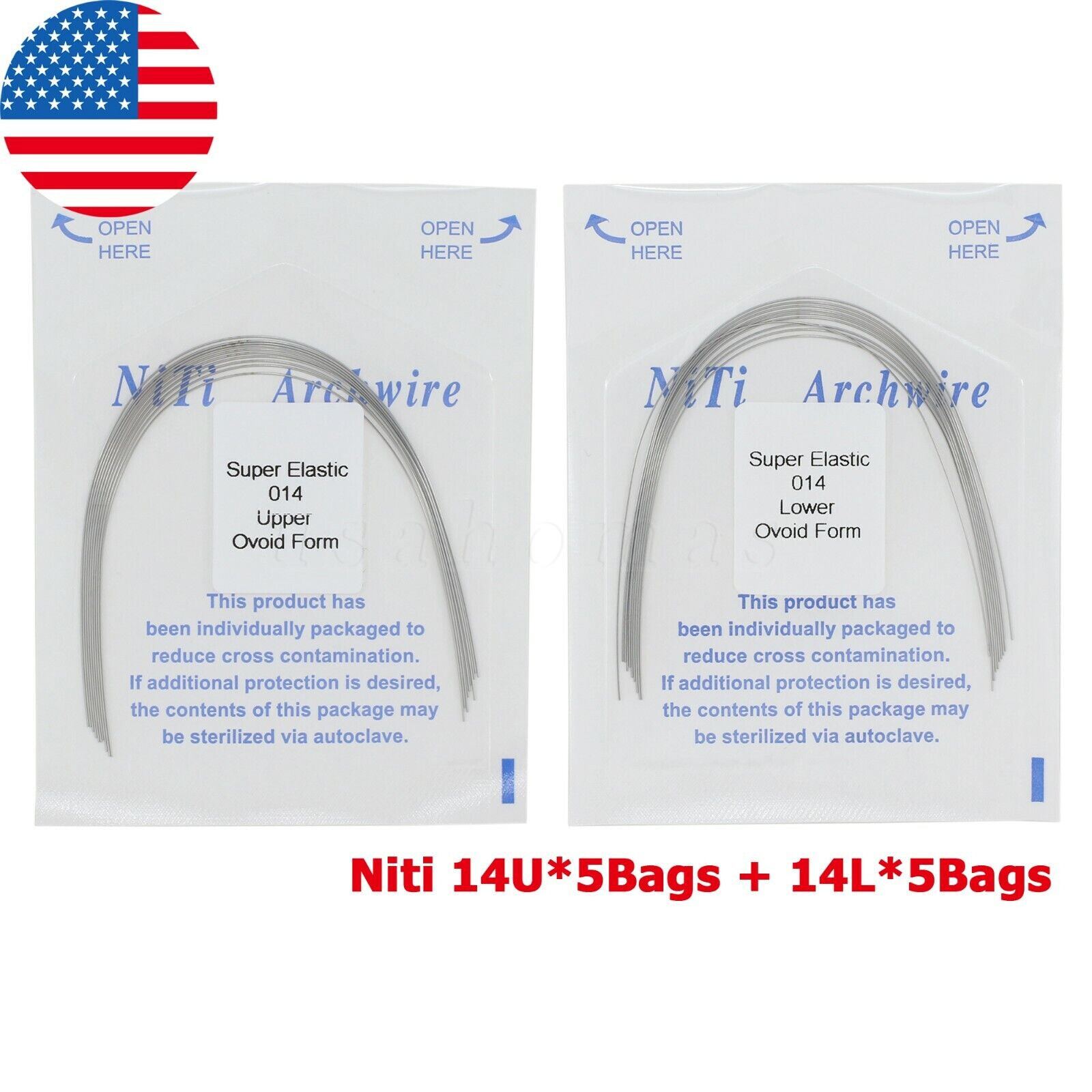 100PCS Dental Orthodontic Arch Wire Niti Stainless Steel Round Rectangular Ovoid