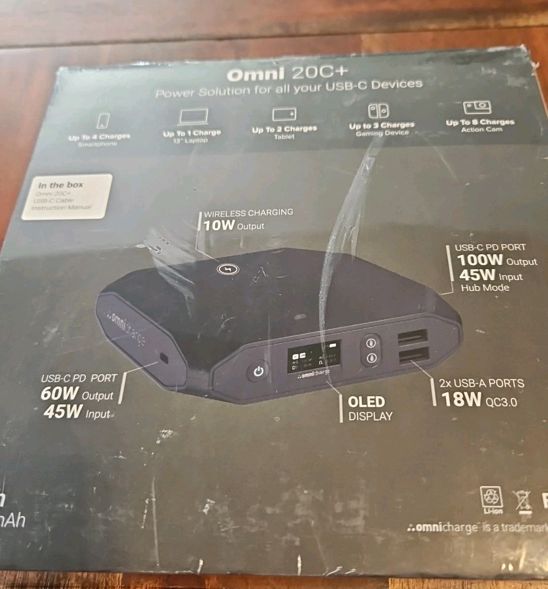 Omni 20C+ 20000mah Laptop Power Bank Portable Charger | AC/DC/USB-C/Wireless
