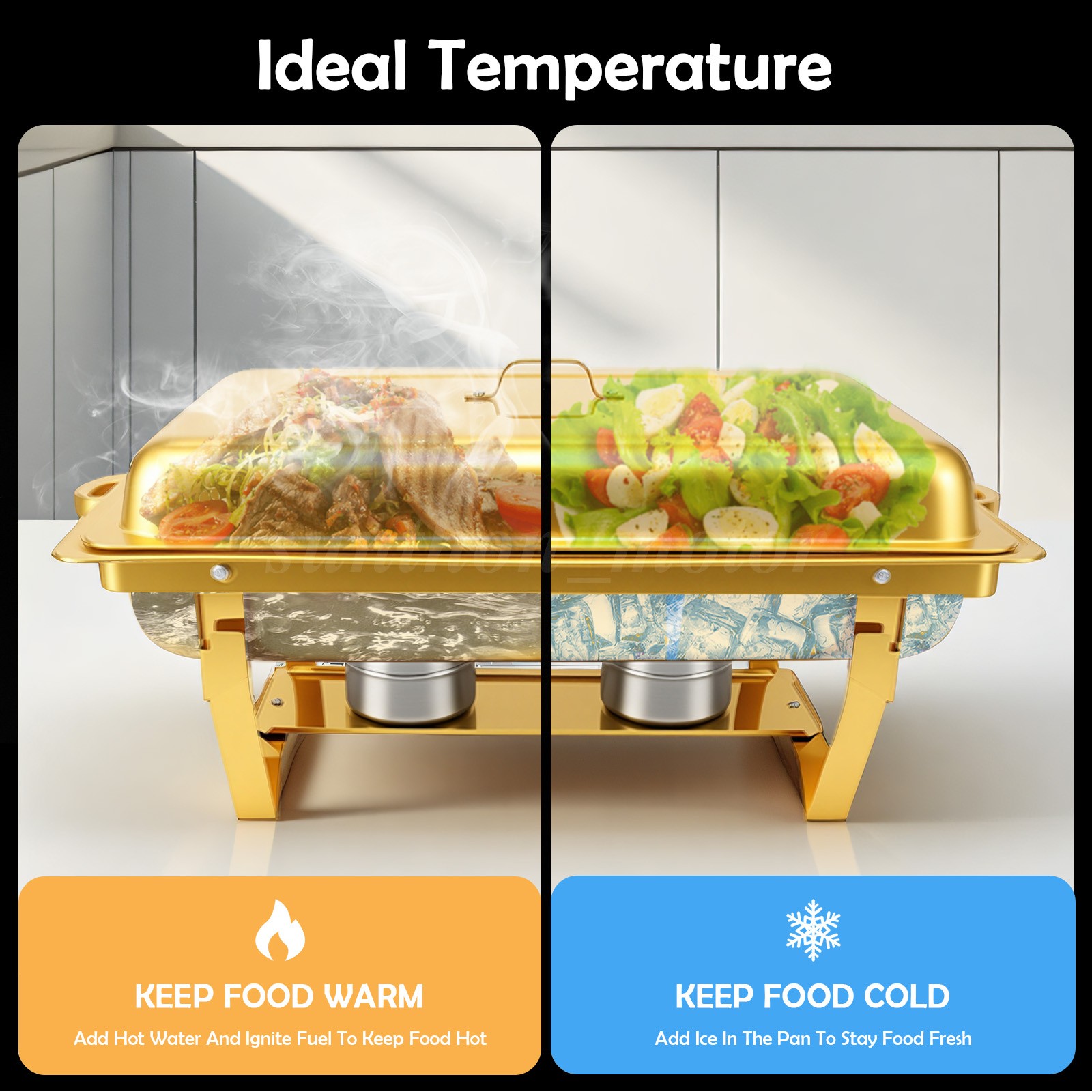 2/4/6X 9Qt Chafing Dish Buffet Set GOLD Stainless Steel Chafer for Catering full