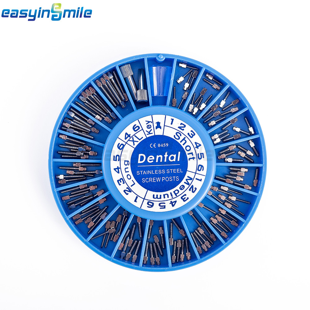 Dental Stainless Steel Endo Screws Conical Screws Posts Assorted Kit 120pcs&2Key