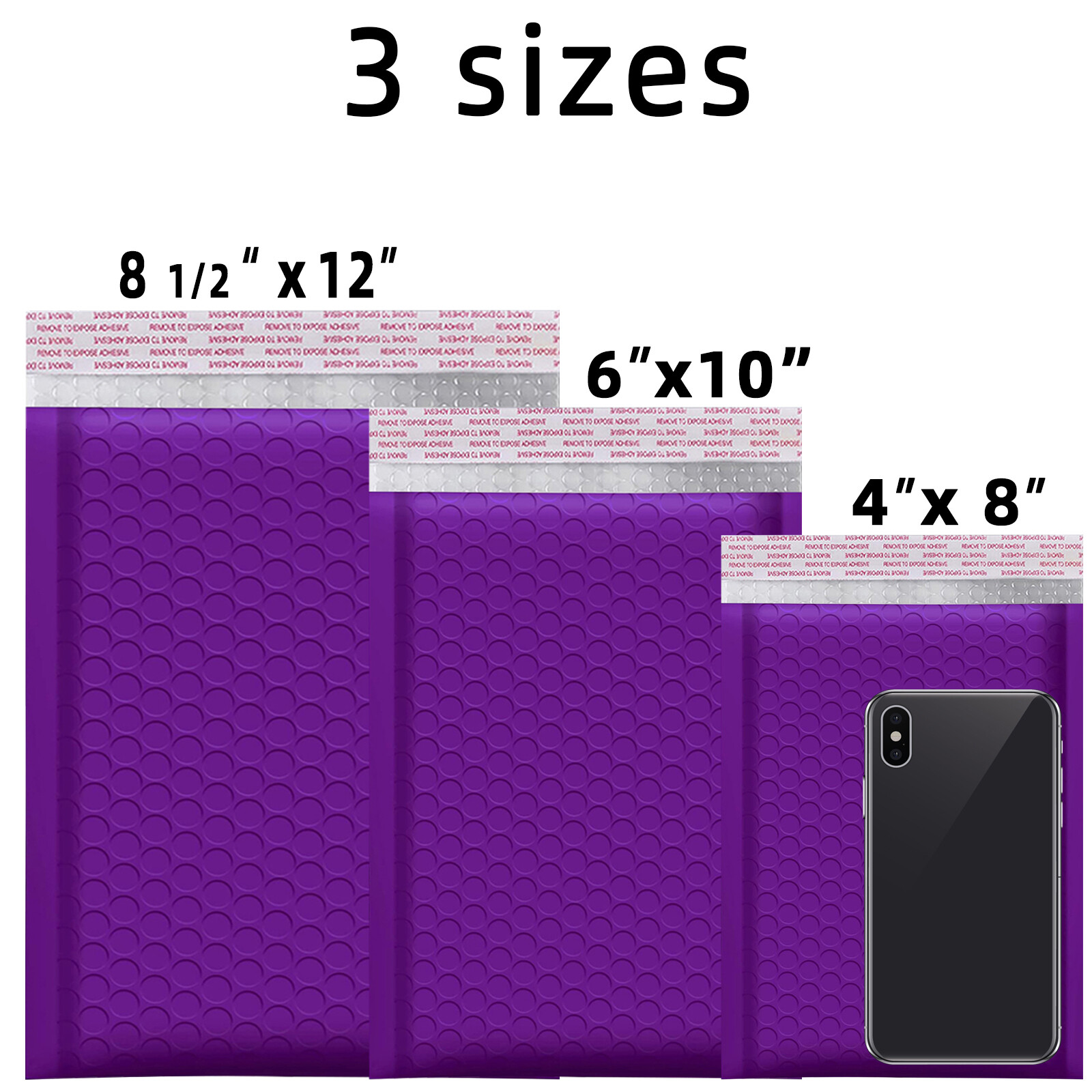 #0 6×10 (6×9) Poly Bubble Mailers Padded Envelope Shipping Bag Purple 5-1000 Pcs