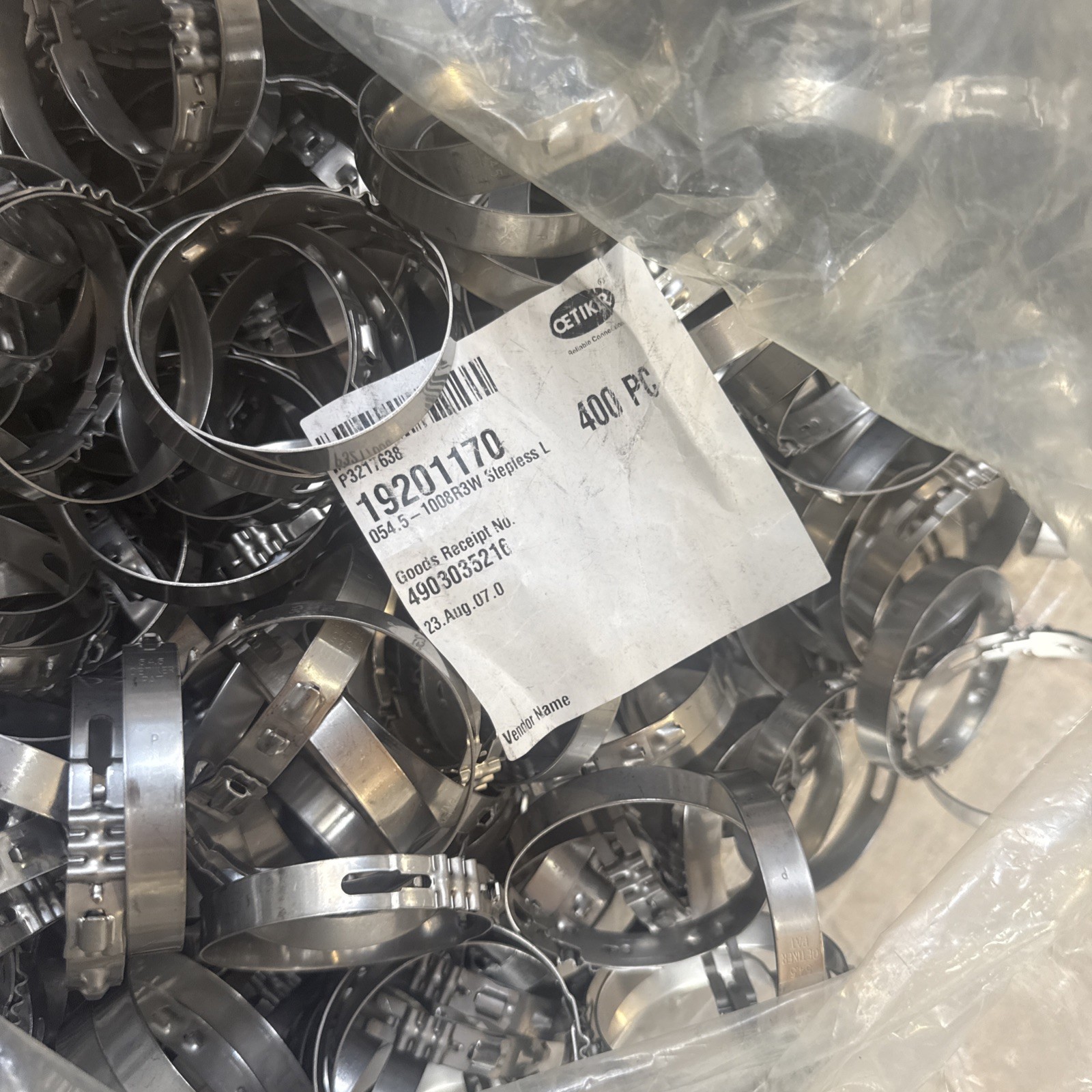 400 PCS OETIKER STEPLESS LOW PROFILE CLAMP 192 54.5 19201170 1008R3W