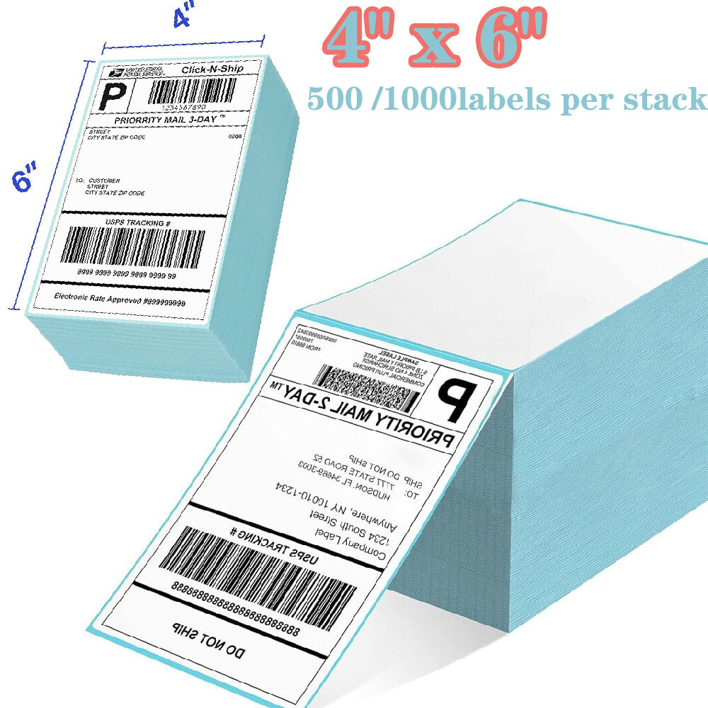 500/1000 4″x6″ Fanfold Direct Thermal Shipping Labels for Zebra & Rollo Printers