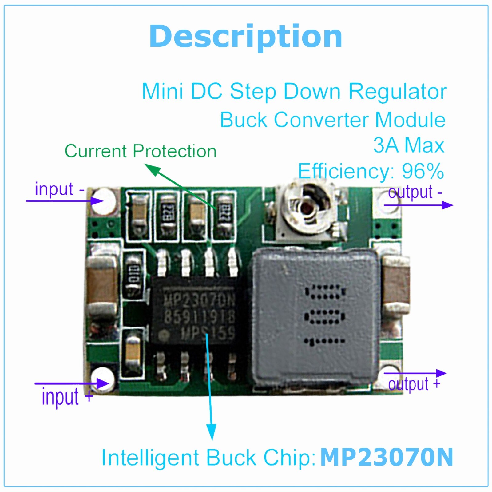 10X Mini360 3A DC Voltage Step Down Power Converter Buck Module 3.3V 5V 9V 12V
