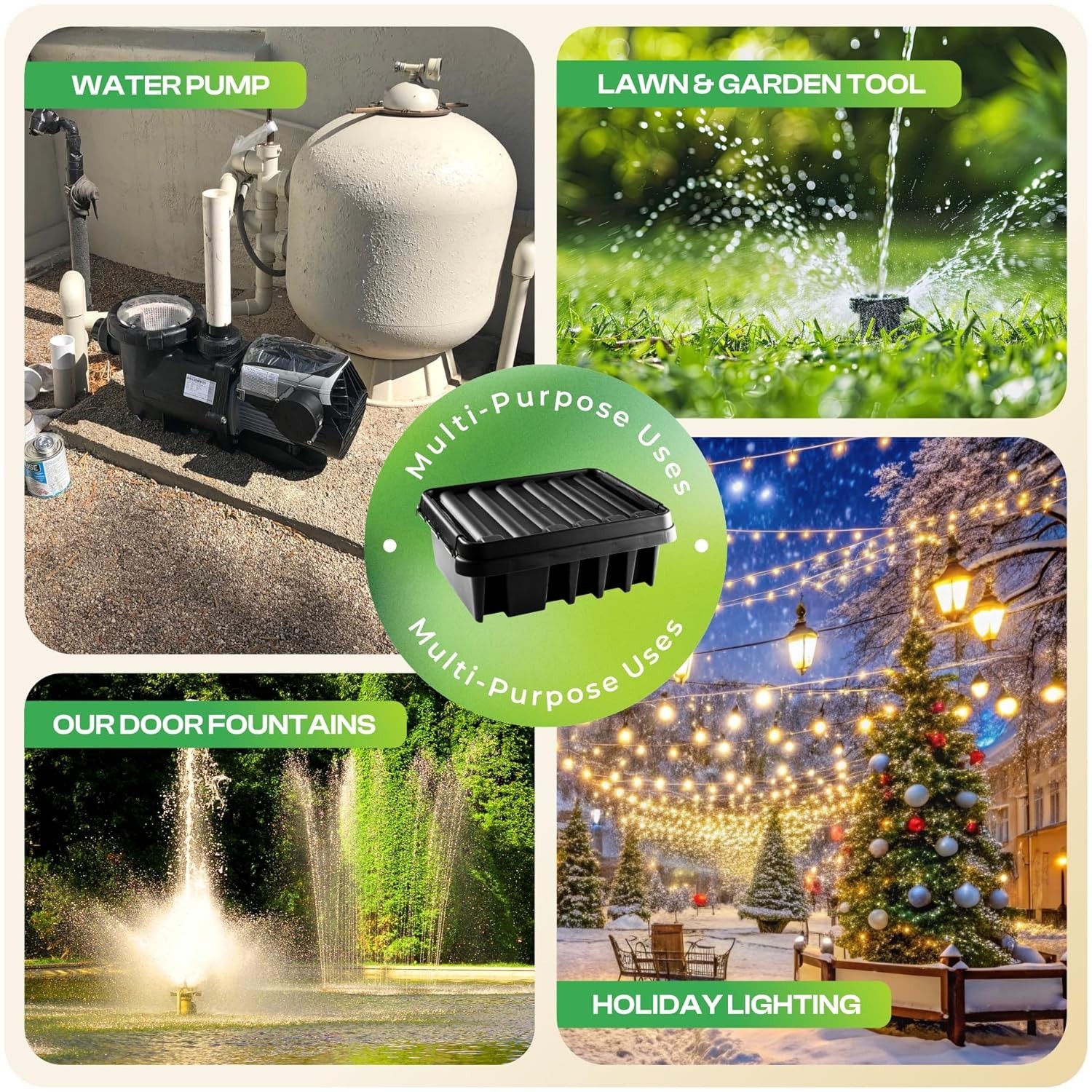 Weatherproof Power Cord Connection Box for Indoor and Outdoor Use, Medium Size