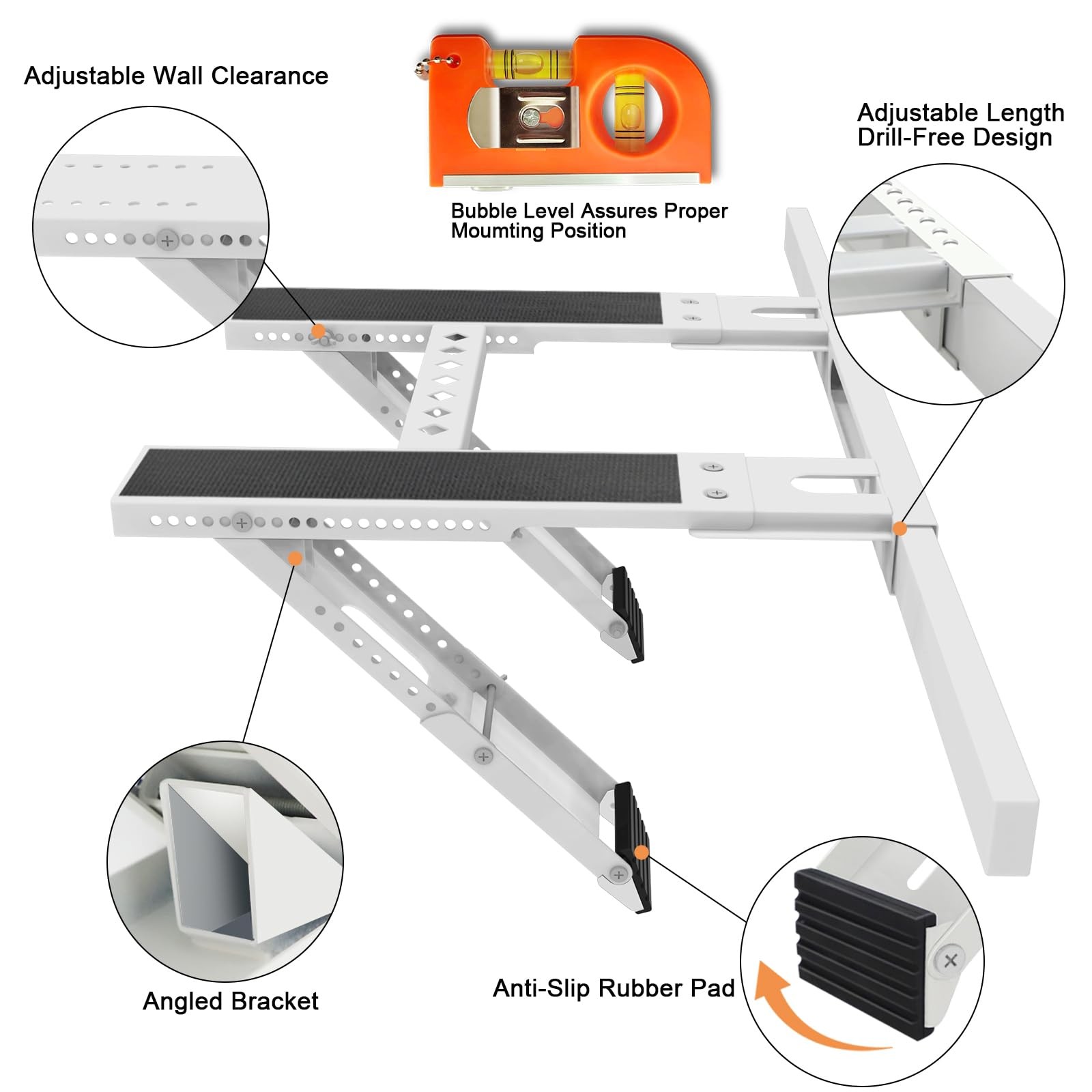 Universal Window Air Conditioner Support Bracket, No 31.5″ to 41.7″, White