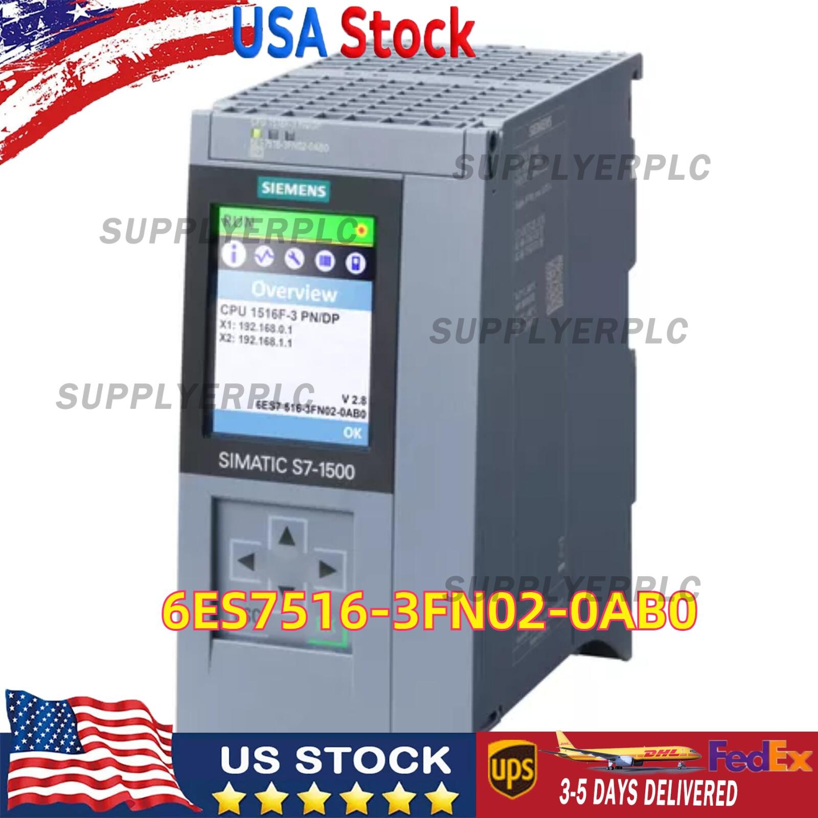 New Siemens S7-1500F, CPU 1516F-3 PN/DP 6ES75163FN020AB0 6ES7516-3FN02-0AB0