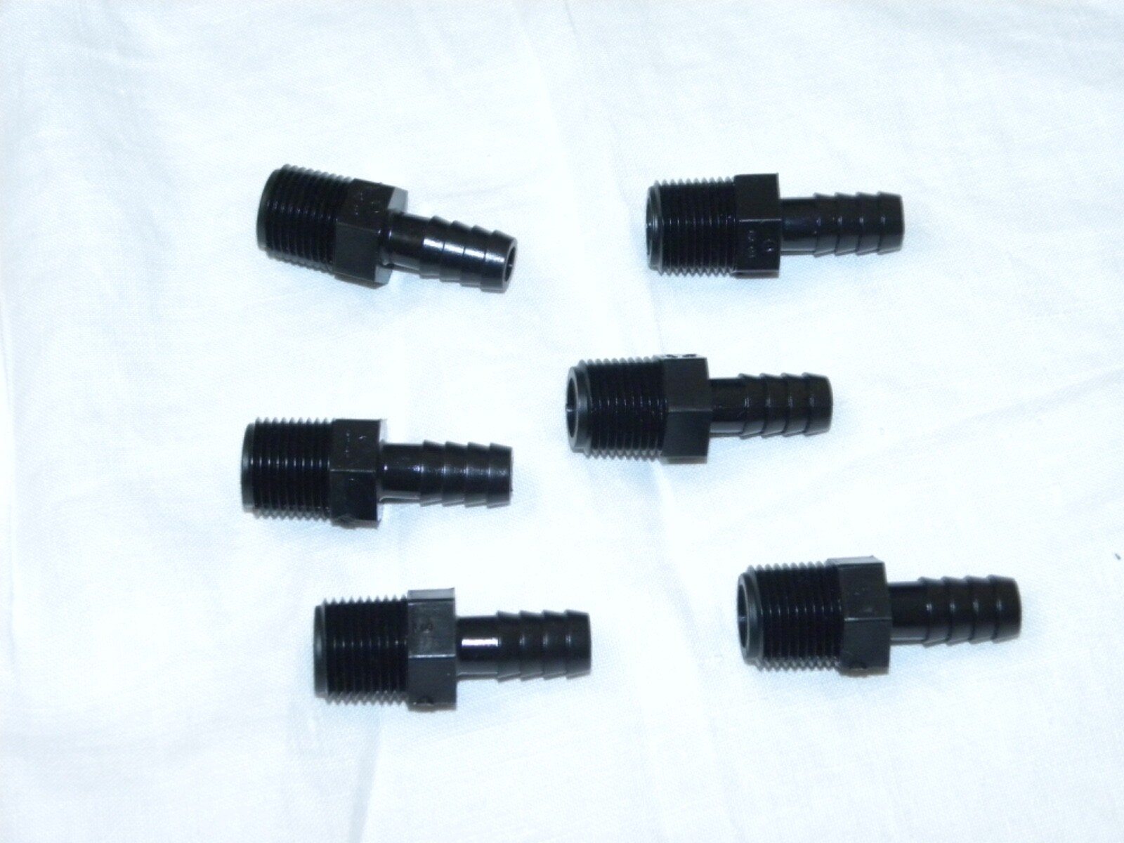 Lot of 6 Black Plastic Hose Barb Adapter Fitting 1/2″ OD x 1/4″ ID