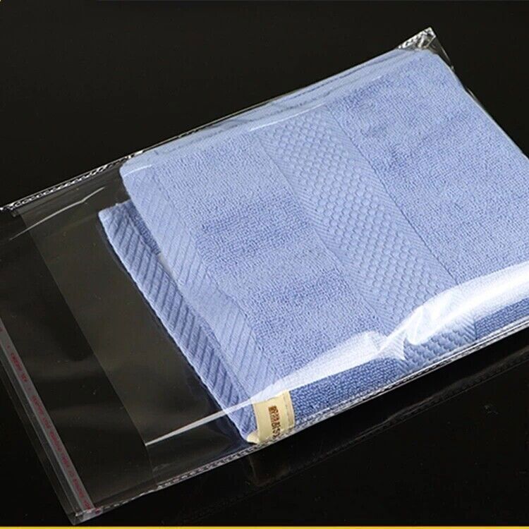 100Pcs Clear Plastic Resealable Self Sealing Cello Cellophane Bags OPP Poly Bags
