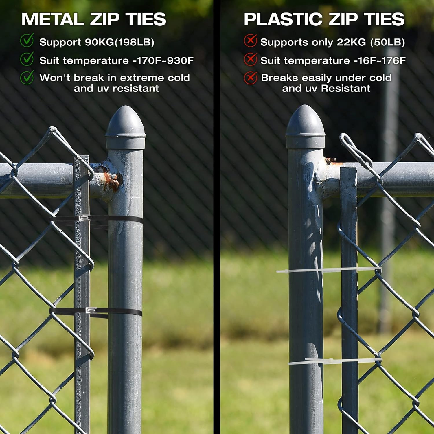 Black Metal Zip Ties Heavy Duty, Stainless Steel Cable Ties 15.8″ Long 304 L…