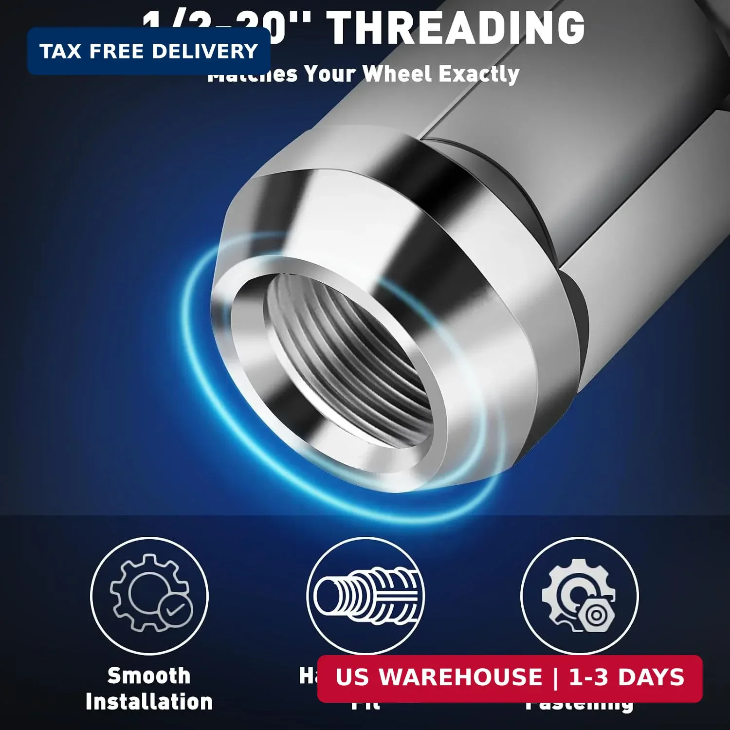 20PCS 1/2-20 Closed End Lug Nuts,1.38” Tall 19mm Hex,Replacement for Jeep1987-2