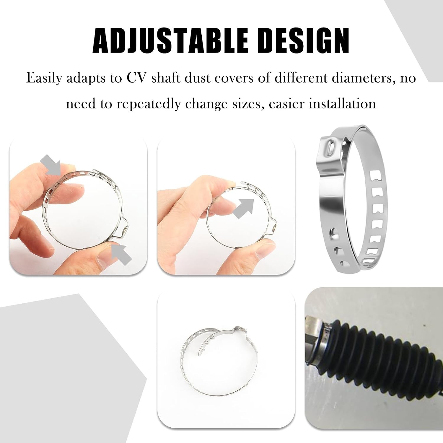 10PCS CV Boot Clamps Kit,Adjustable Tie Rod Boot Clamp for Secure Fixing Hose/Sh