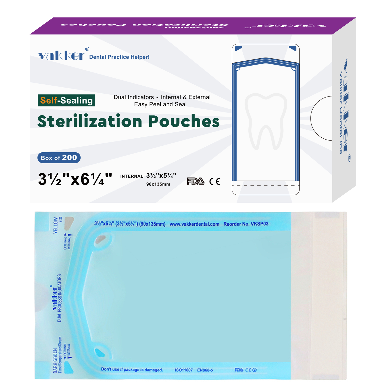 All Size Dental Self Seal Sterilization Pouches Autoclave Sterilizer Bag FDA