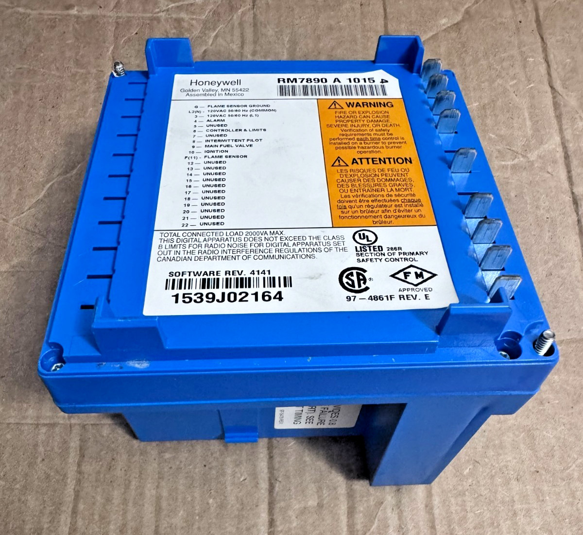 Honeywell RM7890A1015 Automatic Programming Burner Control