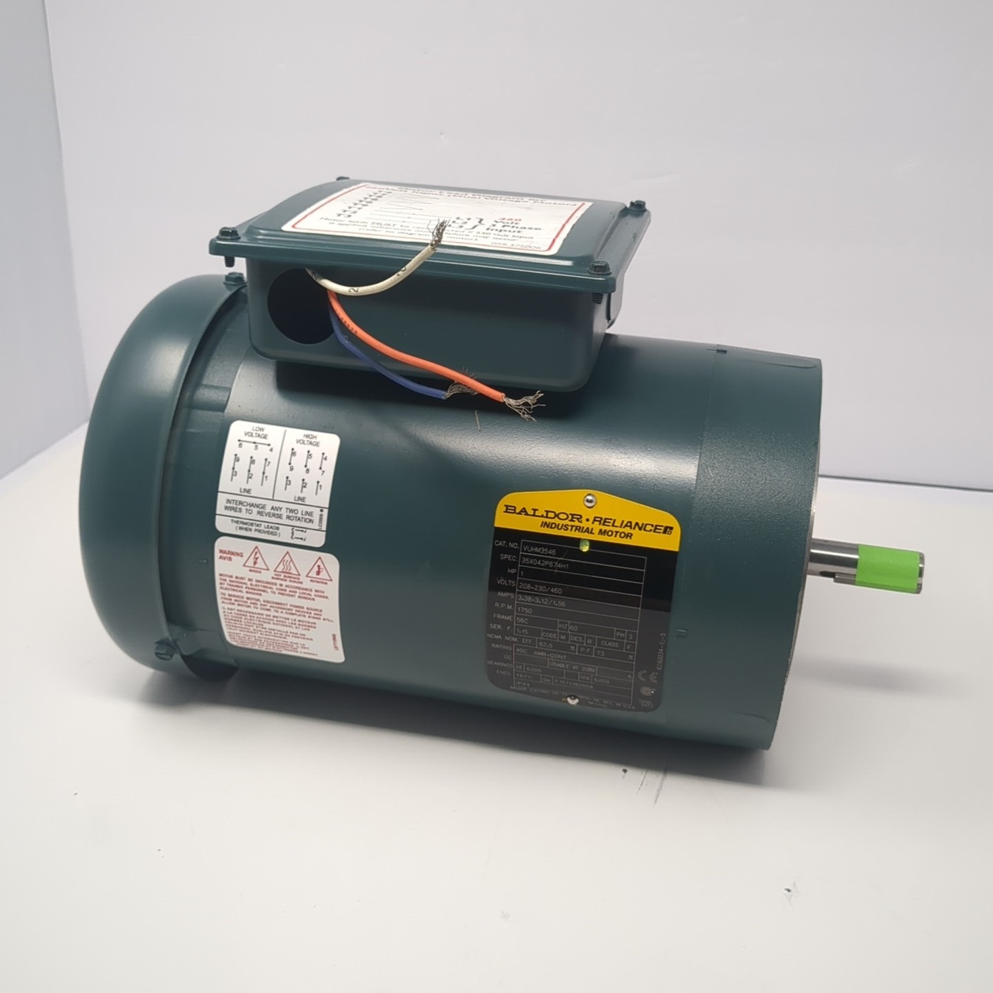 Baldor VUHM3546 Industrial AC Motor 1Hp 1750RPM 208-230/460V-AC 3PH 56C