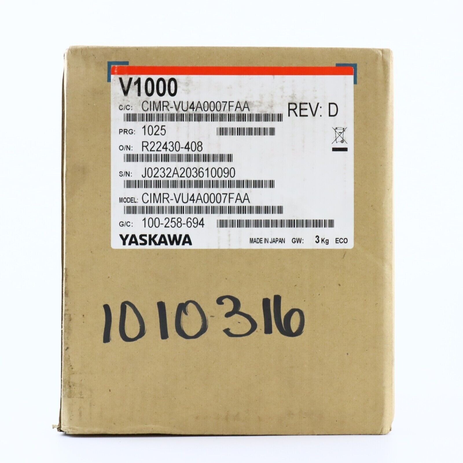 Yaskawa V1000 Variable Frequency Speed AC Drive CIMR-VU4A0007FAA – NEW 1PC