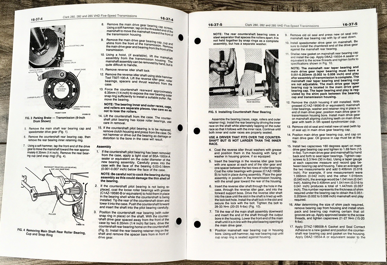 Clark 280 282 285 VHD Five Speed Transmission Maintenance & Service Manual