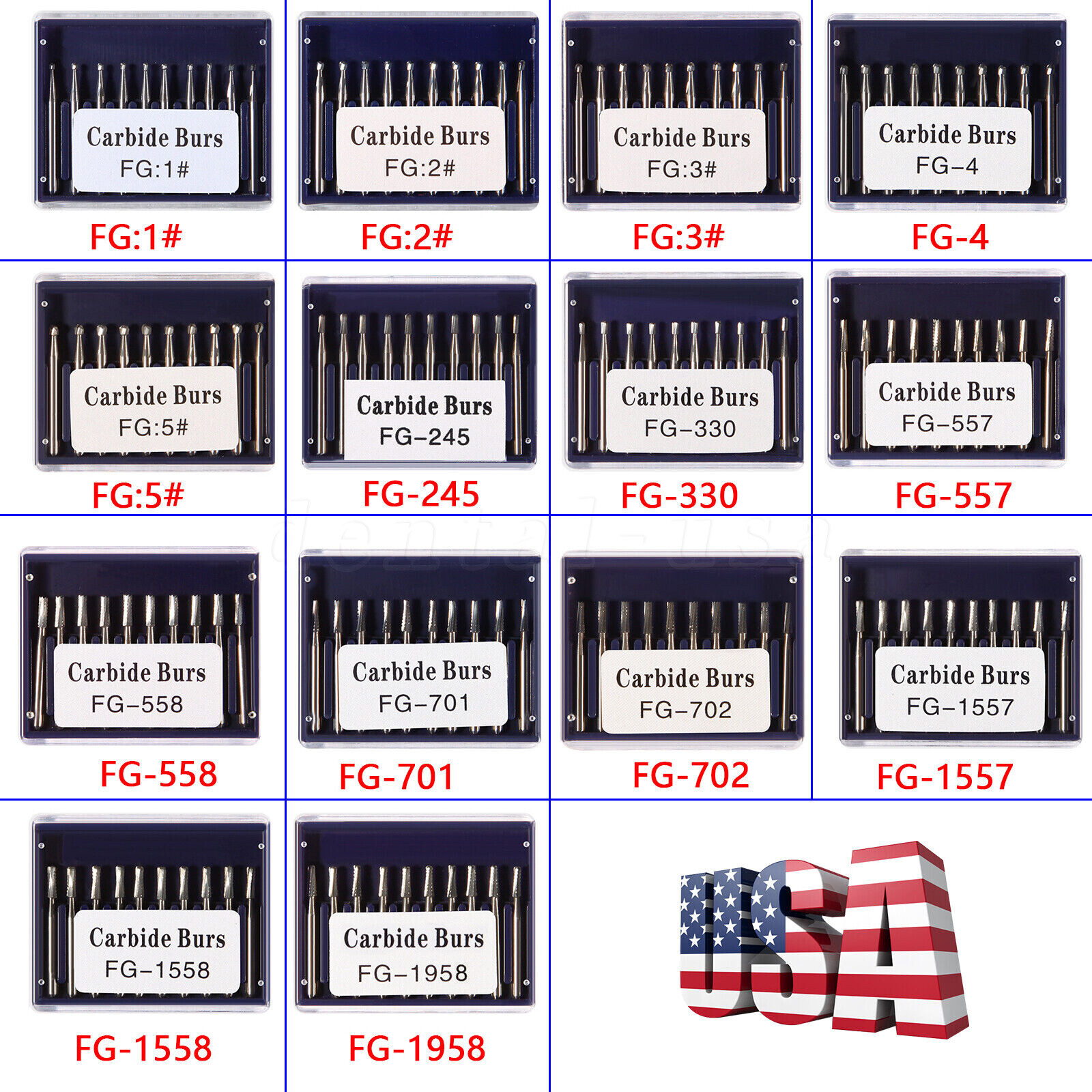 10-100pcs Dental FG Fresas de carburo tungsteno for Alta Velocidad pieza de mano