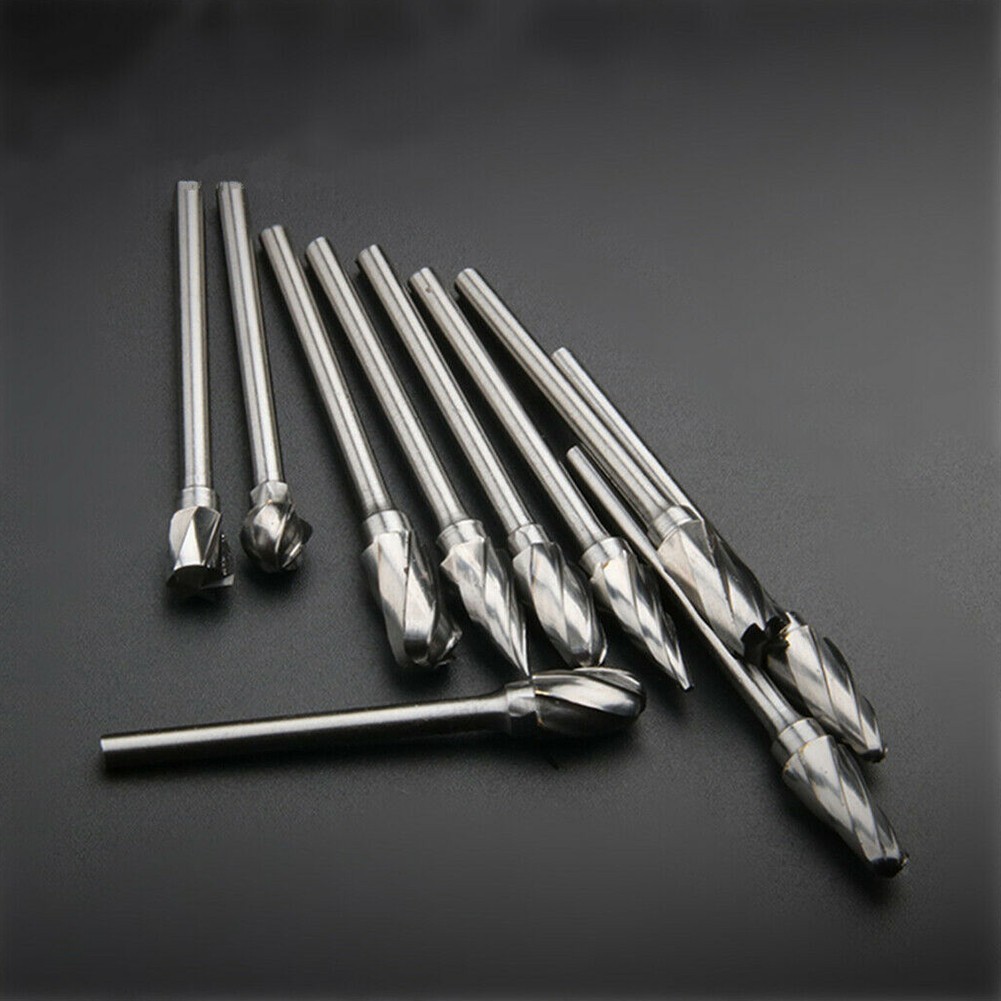 10pcs 1/8?? Shank Carbide Burr Set Burrs For Aluminum Die Grinder Bit Pack New