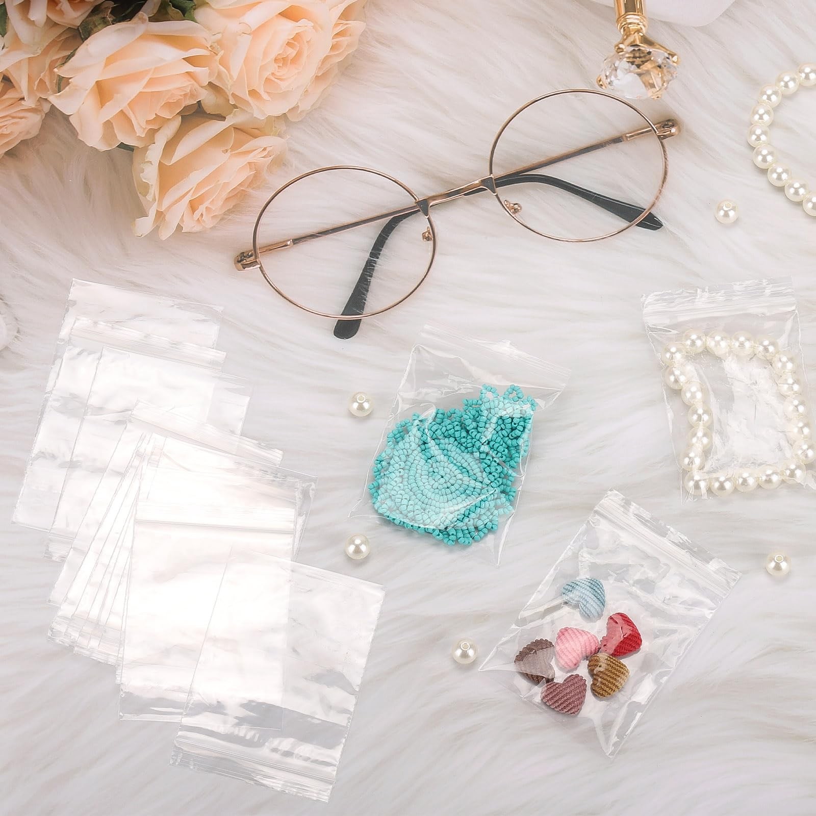 1000 PCS Small Plastic Bags, 2×3 Inch Mini Zip Baggies Resealable Little Poly