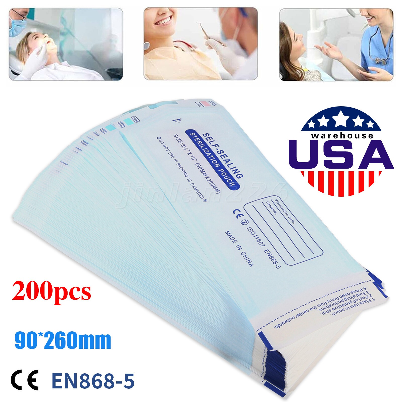 Self-Sealing Sterilization Pouches 3.5″ x 10″ 200 Pcs / Box pa